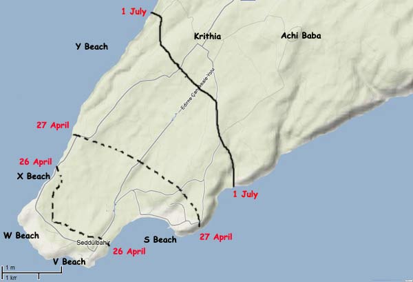 Cape Helles Battle Map