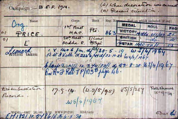 medal card leonard price