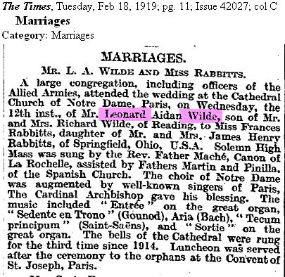 Wilde Rabbitts wedding