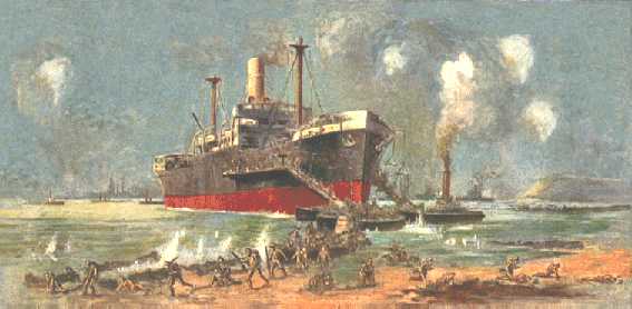 S S Clyde landing 1st Battalion Royal Dublin Fusiliers
