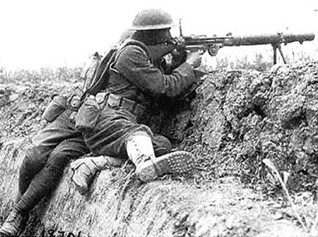 Soldier firing Lewis Gun