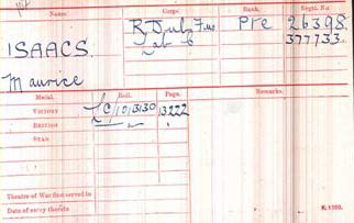 isaacs medal card